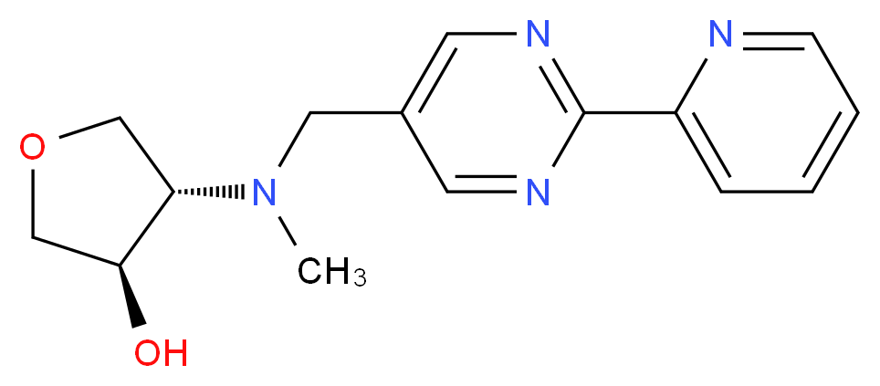 (3R*,4S*)-4-{methyl[(2-pyridin-2-ylpyrimidin-5-yl)methyl]amino}tetrahydrofuran-3-ol_Molecular_structure_CAS_)