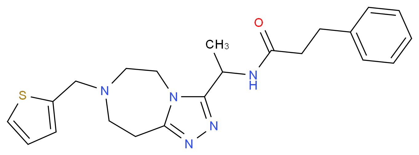 3-phenyl-N-{1-[7-(2-thienylmethyl)-6,7,8,9-tetrahydro-5H-[1,2,4]triazolo[4,3-d][1,4]diazepin-3-yl]ethyl}propanamide_Molecular_structure_CAS_)