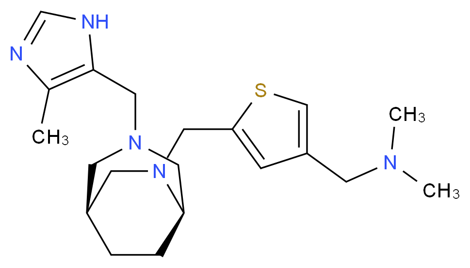 N,N-dimethyl-1-[5-({(1S*,5R*)-3-[(4-methyl-1H-imidazol-5-yl)methyl]-3,6-diazabicyclo[3.2.2]non-6-yl}methyl)-3-thienyl]methanamine_Molecular_structure_CAS_)