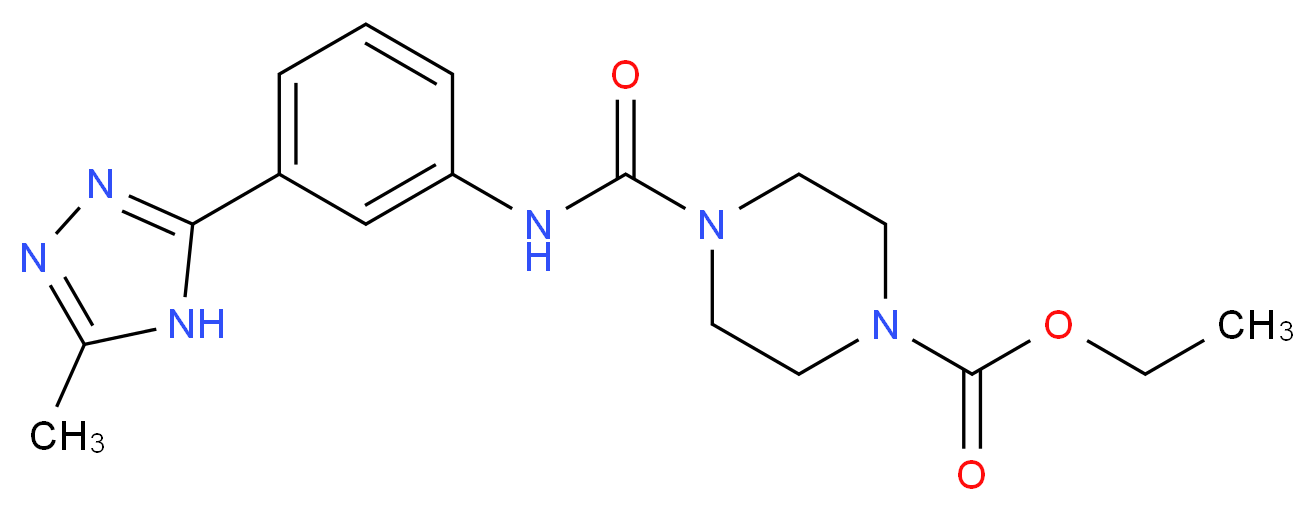 ethyl 4-({[3-(5-methyl-4H-1,2,4-triazol-3-yl)phenyl]amino}carbonyl)piperazine-1-carboxylate_Molecular_structure_CAS_)