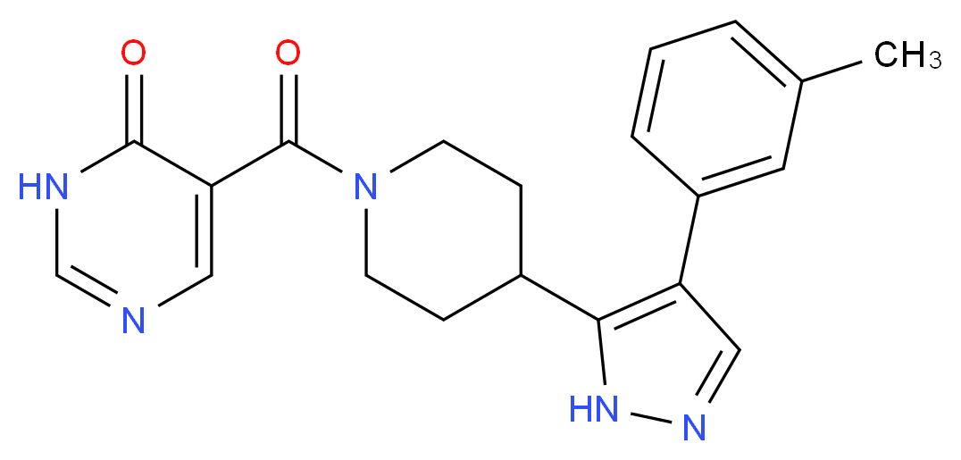 5-({4-[4-(3-methylphenyl)-1H-pyrazol-5-yl]piperidin-1-yl}carbonyl)pyrimidin-4(3H)-one_Molecular_structure_CAS_)