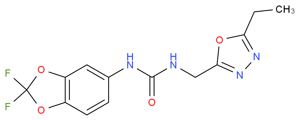 N-(2,2-difluoro-1,3-benzodioxol-5-yl)-N'-[(5-ethyl-1,3,4-oxadiazol-2-yl)methyl]urea_Molecular_structure_CAS_)