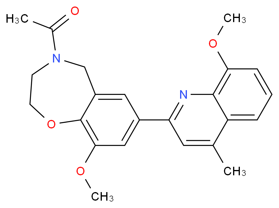 4-acetyl-9-methoxy-7-(8-methoxy-4-methyl-2-quinolinyl)-2,3,4,5-tetrahydro-1,4-benzoxazepine_Molecular_structure_CAS_)
