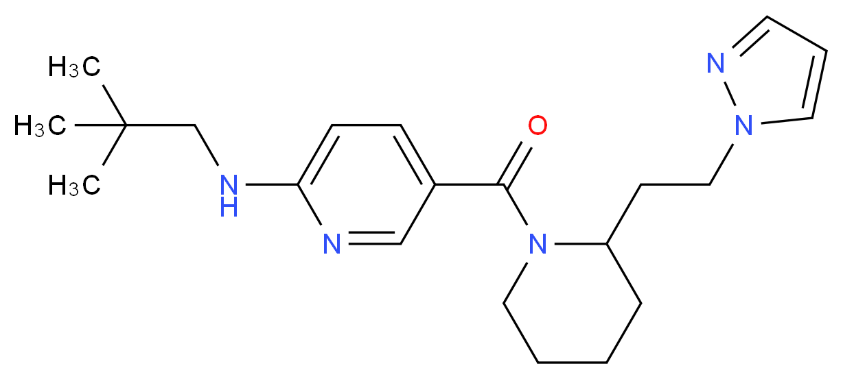 N-(2,2-dimethylpropyl)-5-({2-[2-(1H-pyrazol-1-yl)ethyl]piperidin-1-yl}carbonyl)pyridin-2-amine_Molecular_structure_CAS_)