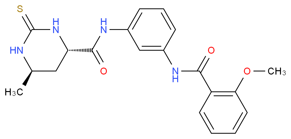 (4S*,6R*)-N-{3-[(2-methoxybenzoyl)amino]phenyl}-6-methyl-2-thioxohexahydropyrimidine-4-carboxamide_Molecular_structure_CAS_)