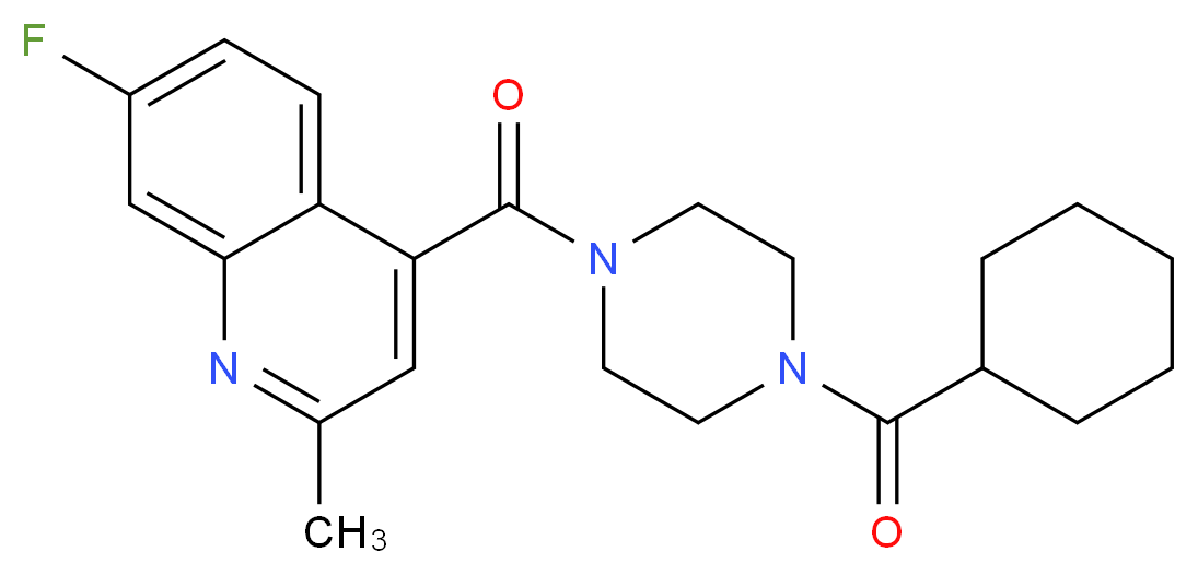 4-{[4-(cyclohexylcarbonyl)-1-piperazinyl]carbonyl}-7-fluoro-2-methylquinoline_Molecular_structure_CAS_)