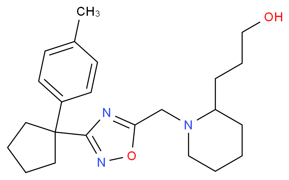 3-[1-({3-[1-(4-methylphenyl)cyclopentyl]-1,2,4-oxadiazol-5-yl}methyl)-2-piperidinyl]-1-propanol_Molecular_structure_CAS_)