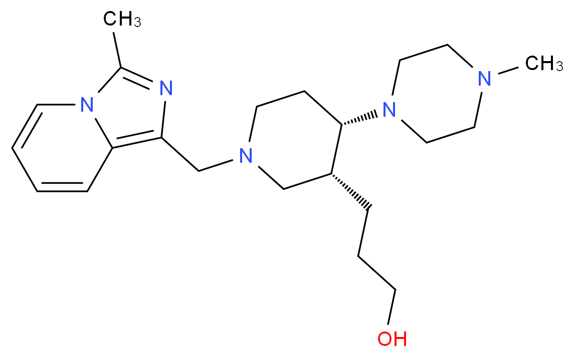 3-[(3R*,4S*)-1-[(3-methylimidazo[1,5-a]pyridin-1-yl)methyl]-4-(4-methylpiperazin-1-yl)piperidin-3-yl]propan-1-ol_Molecular_structure_CAS_)