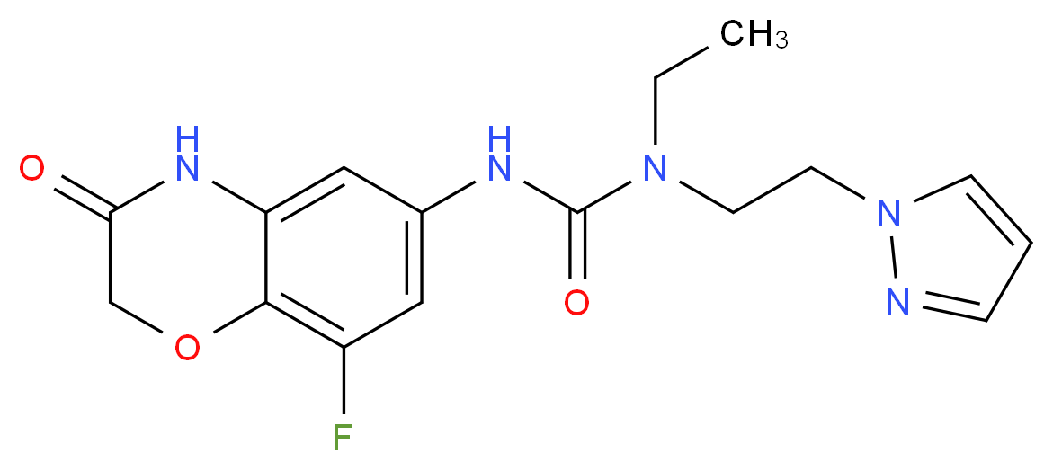 N-ethyl-N'-(8-fluoro-3-oxo-3,4-dihydro-2H-1,4-benzoxazin-6-yl)-N-[2-(1H-pyrazol-1-yl)ethyl]urea_Molecular_structure_CAS_)