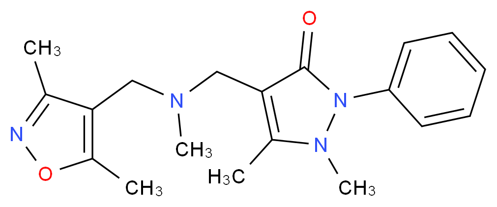 4-{[[(3,5-dimethylisoxazol-4-yl)methyl](methyl)amino]methyl}-1,5-dimethyl-2-phenyl-1,2-dihydro-3H-pyrazol-3-one_Molecular_structure_CAS_)