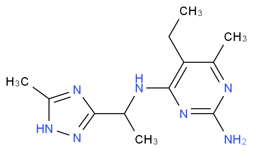 5-ethyl-6-methyl-N~4~-[1-(5-methyl-1H-1,2,4-triazol-3-yl)ethyl]pyrimidine-2,4-diamine_Molecular_structure_CAS_)