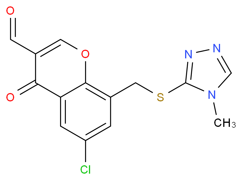 6-chloro-8-{[(4-methyl-4H-1,2,4-triazol-3-yl)thio]methyl}-4-oxo-4H-chromene-3-carbaldehyde_Molecular_structure_CAS_)