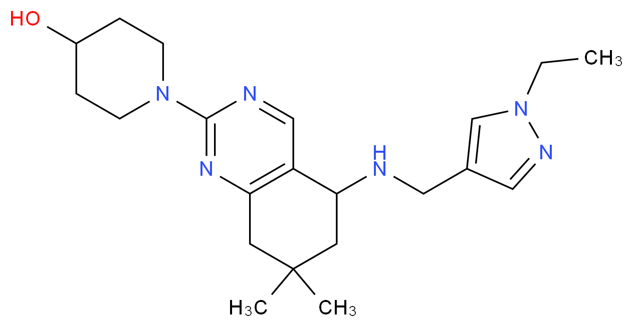 1-(5-{[(1-ethyl-1H-pyrazol-4-yl)methyl]amino}-7,7-dimethyl-5,6,7,8-tetrahydro-2-quinazolinyl)-4-piperidinol_Molecular_structure_CAS_)