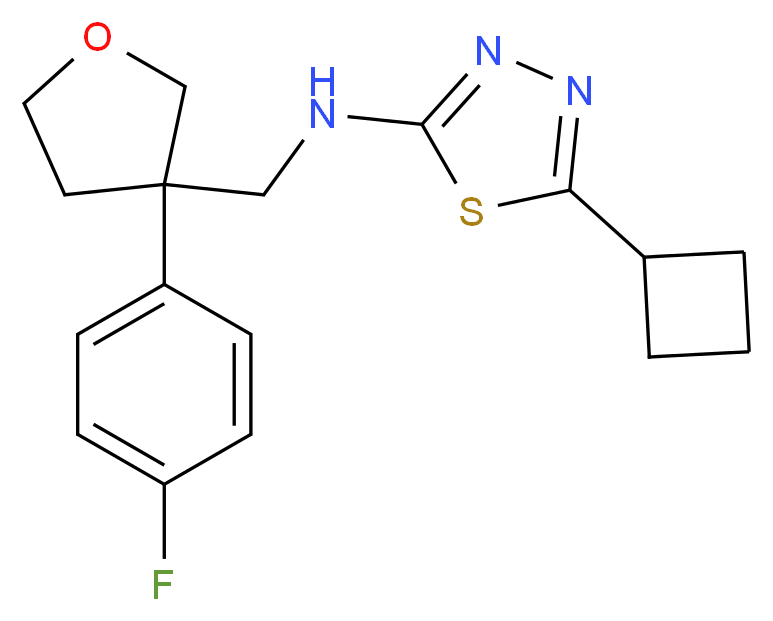5-cyclobutyl-N-{[3-(4-fluorophenyl)tetrahydro-3-furanyl]methyl}-1,3,4-thiadiazol-2-amine_Molecular_structure_CAS_)