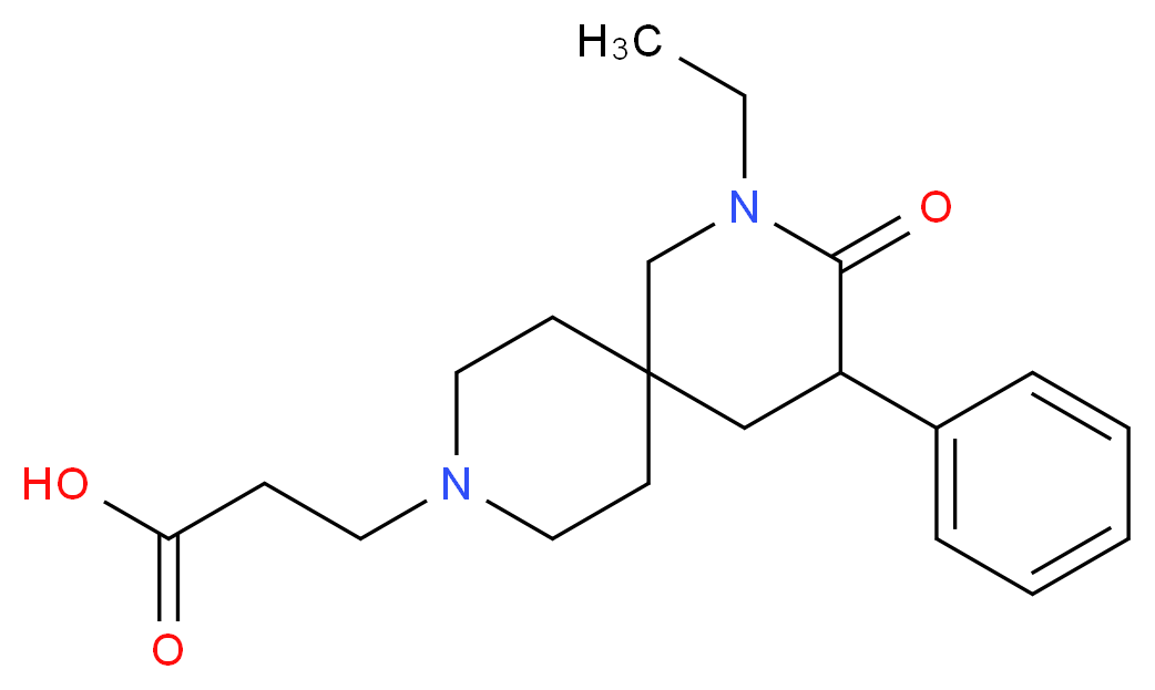 3-(2-ethyl-3-oxo-4-phenyl-2,9-diazaspiro[5.5]undec-9-yl)propanoic acid_Molecular_structure_CAS_)