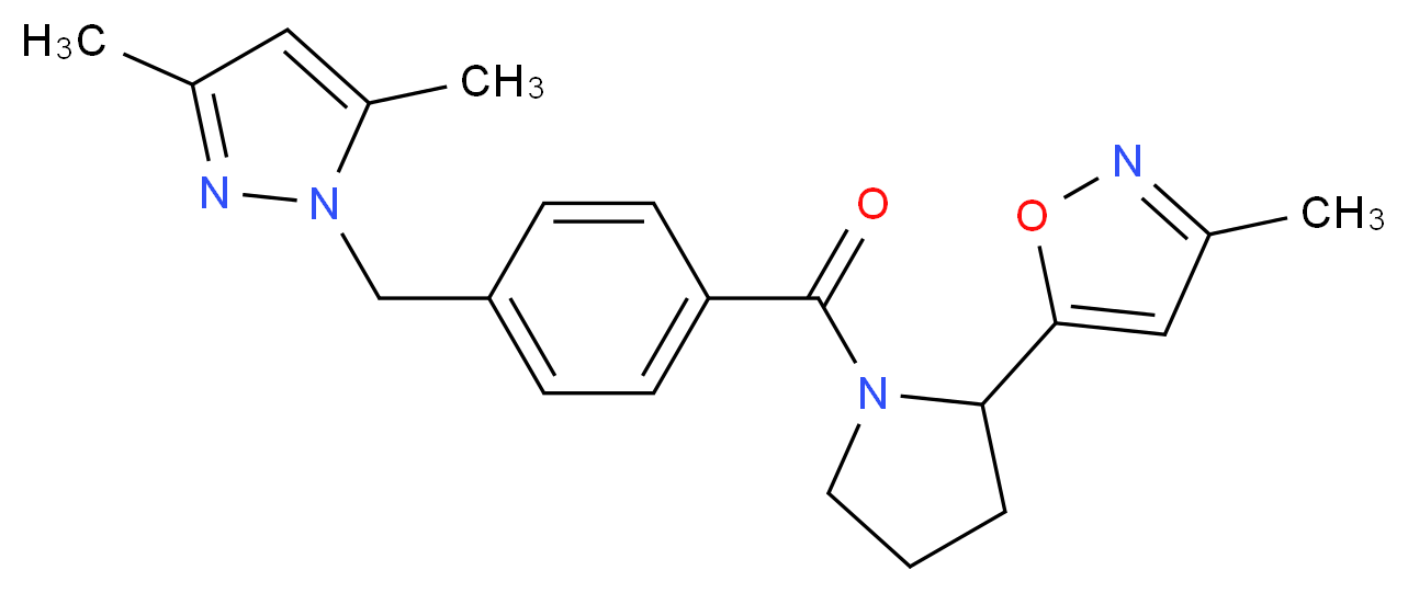 5-(1-{4-[(3,5-dimethyl-1H-pyrazol-1-yl)methyl]benzoyl}pyrrolidin-2-yl)-3-methylisoxazole_Molecular_structure_CAS_)