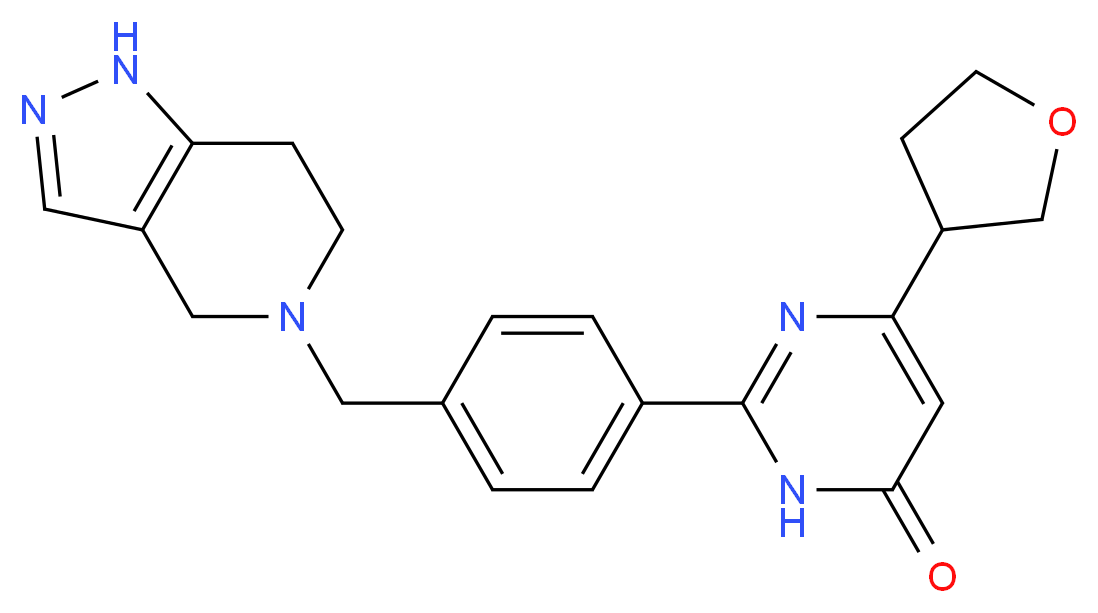 6-(tetrahydrofuran-3-yl)-2-[4-(1,4,6,7-tetrahydro-5H-pyrazolo[4,3-c]pyridin-5-ylmethyl)phenyl]pyrimidin-4(3H)-one_Molecular_structure_CAS_)