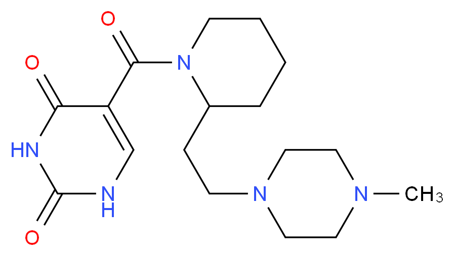 5-({2-[2-(4-methylpiperazin-1-yl)ethyl]piperidin-1-yl}carbonyl)pyrimidine-2,4(1H,3H)-dione_Molecular_structure_CAS_)