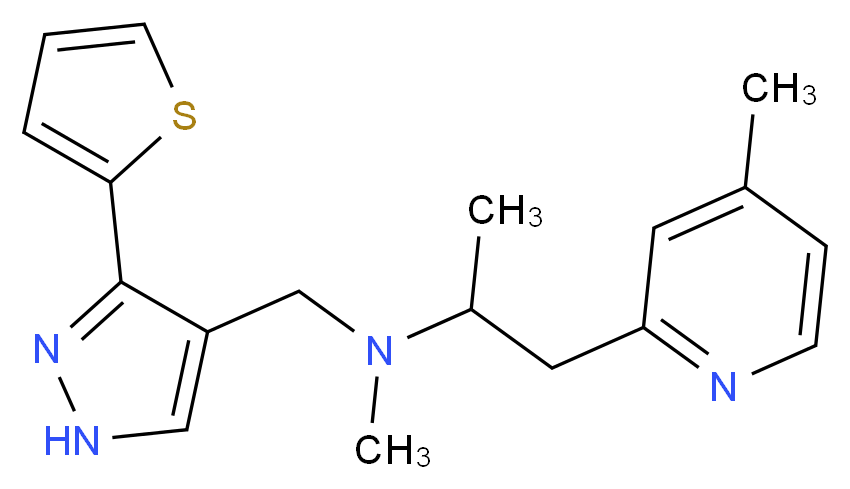 N-methyl-1-(4-methylpyridin-2-yl)-N-{[3-(2-thienyl)-1H-pyrazol-4-yl]methyl}propan-2-amine_Molecular_structure_CAS_)