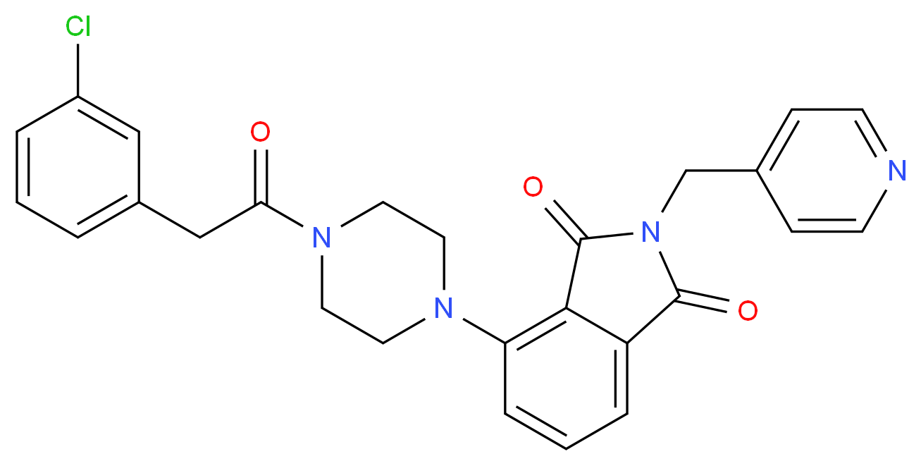 4-{4-[(3-chlorophenyl)acetyl]-1-piperazinyl}-2-(4-pyridinylmethyl)-1H-isoindole-1,3(2H)-dione_Molecular_structure_CAS_)