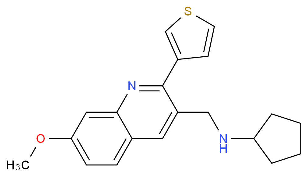 N-{[7-methoxy-2-(3-thienyl)-3-quinolinyl]methyl}cyclopentanamine_Molecular_structure_CAS_)