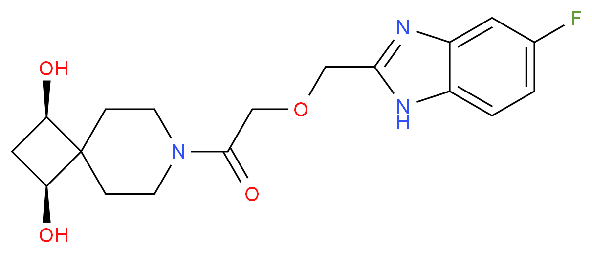 (1R*,3S*)-7-{[(5-fluoro-1H-benzimidazol-2-yl)methoxy]acetyl}-7-azaspiro[3.5]nonane-1,3-diol_Molecular_structure_CAS_)