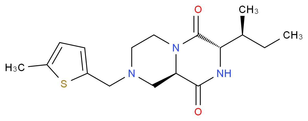 (3S,9aR)-3-[(1S)-1-methylpropyl]-8-[(5-methyl-2-thienyl)methyl]tetrahydro-2H-pyrazino[1,2-a]pyrazine-1,4(3H,6H)-dione_Molecular_structure_CAS_)