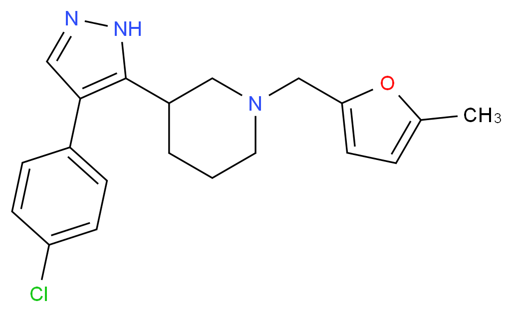 3-[4-(4-chlorophenyl)-1H-pyrazol-5-yl]-1-[(5-methyl-2-furyl)methyl]piperidine_Molecular_structure_CAS_)