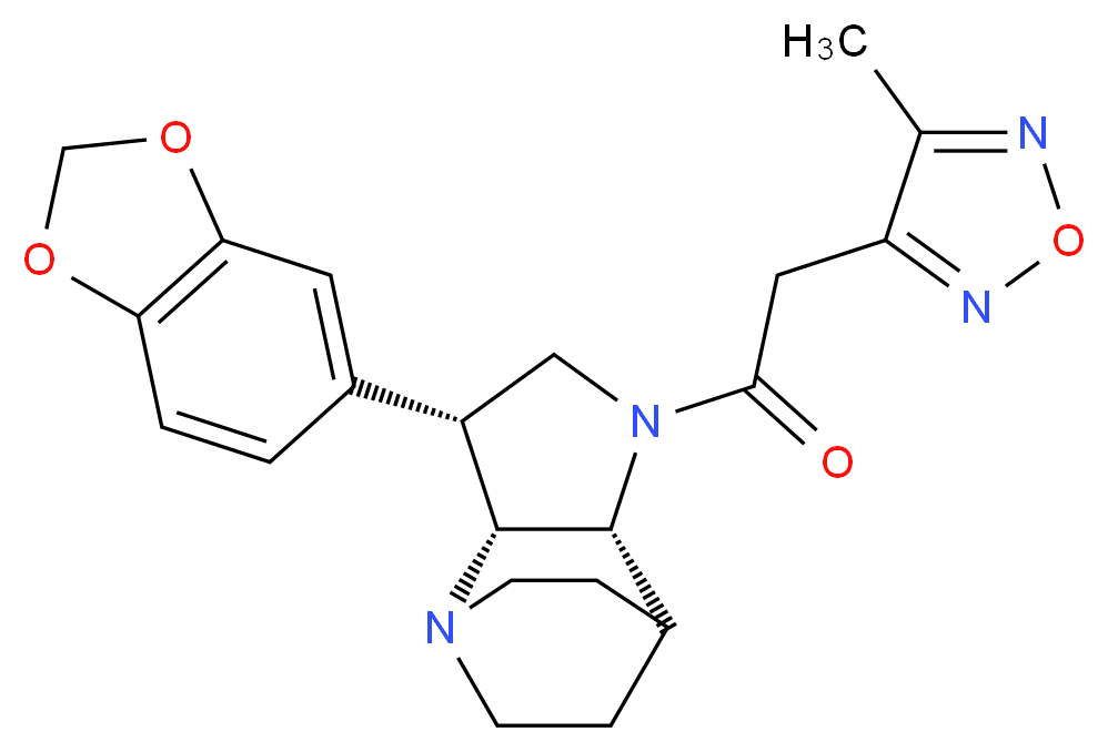(3R*,3aR*,7aR*)-3-(1,3-benzodioxol-5-yl)-1-[(4-methyl-1,2,5-oxadiazol-3-yl)acetyl]octahydro-4,7-ethanopyrrolo[3,2-b]pyridine_Molecular_structure_CAS_)