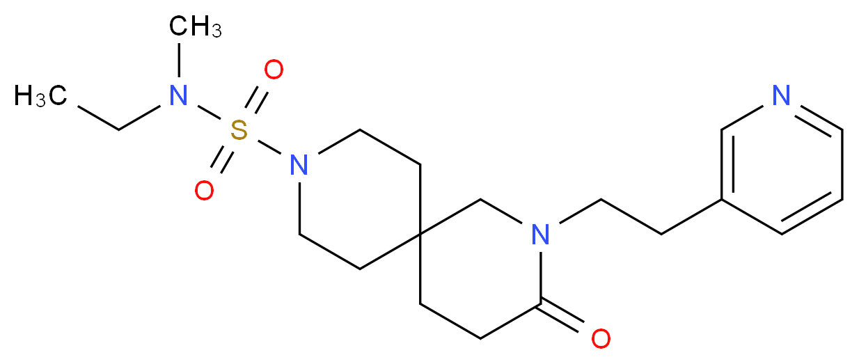 N-ethyl-N-methyl-3-oxo-2-(2-pyridin-3-ylethyl)-2,9-diazaspiro[5.5]undecane-9-sulfonamide_Molecular_structure_CAS_)