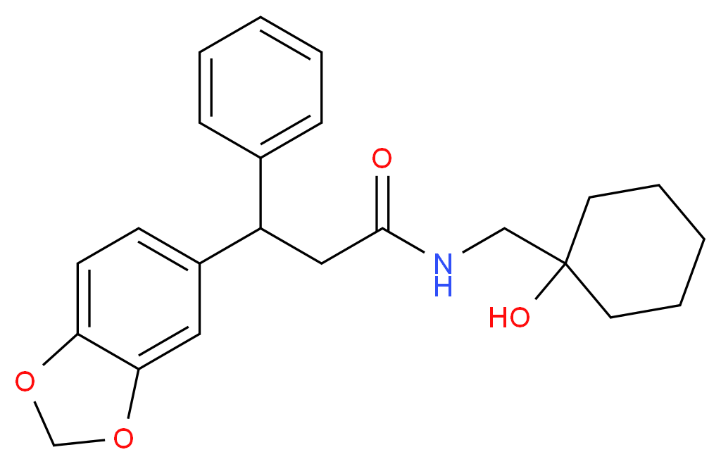 3-(1,3-benzodioxol-5-yl)-N-[(1-hydroxycyclohexyl)methyl]-3-phenylpropanamide_Molecular_structure_CAS_)