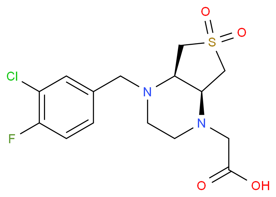 [(4aR*,7aS*)-4-(3-chloro-4-fluorobenzyl)-6,6-dioxidohexahydrothieno[3,4-b]pyrazin-1(2H)-yl]acetic acid_Molecular_structure_CAS_)