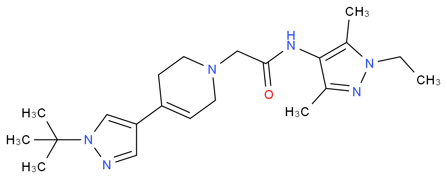 2-[4-(1-tert-butyl-1H-pyrazol-4-yl)-3,6-dihydropyridin-1(2H)-yl]-N-(1-ethyl-3,5-dimethyl-1H-pyrazol-4-yl)acetamide_Molecular_structure_CAS_)