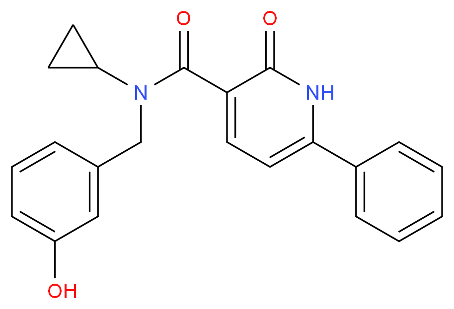 N-cyclopropyl-N-(3-hydroxybenzyl)-2-oxo-6-phenyl-1,2-dihydro-3-pyridinecarboxamide_Molecular_structure_CAS_)