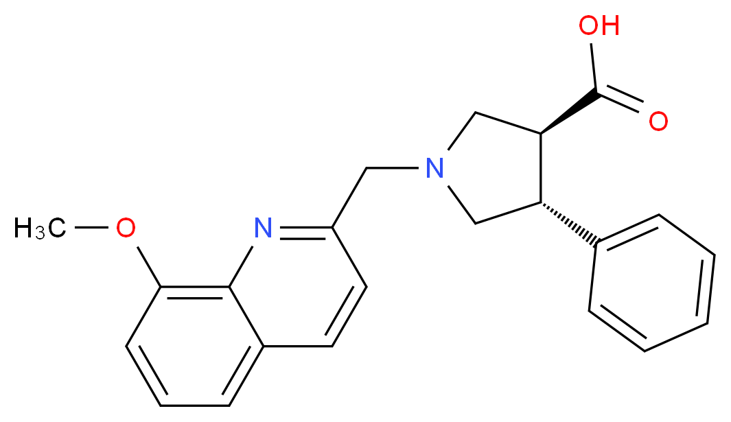 (3S*,4R*)-1-[(8-methoxyquinolin-2-yl)methyl]-4-phenylpyrrolidine-3-carboxylic acid_Molecular_structure_CAS_)