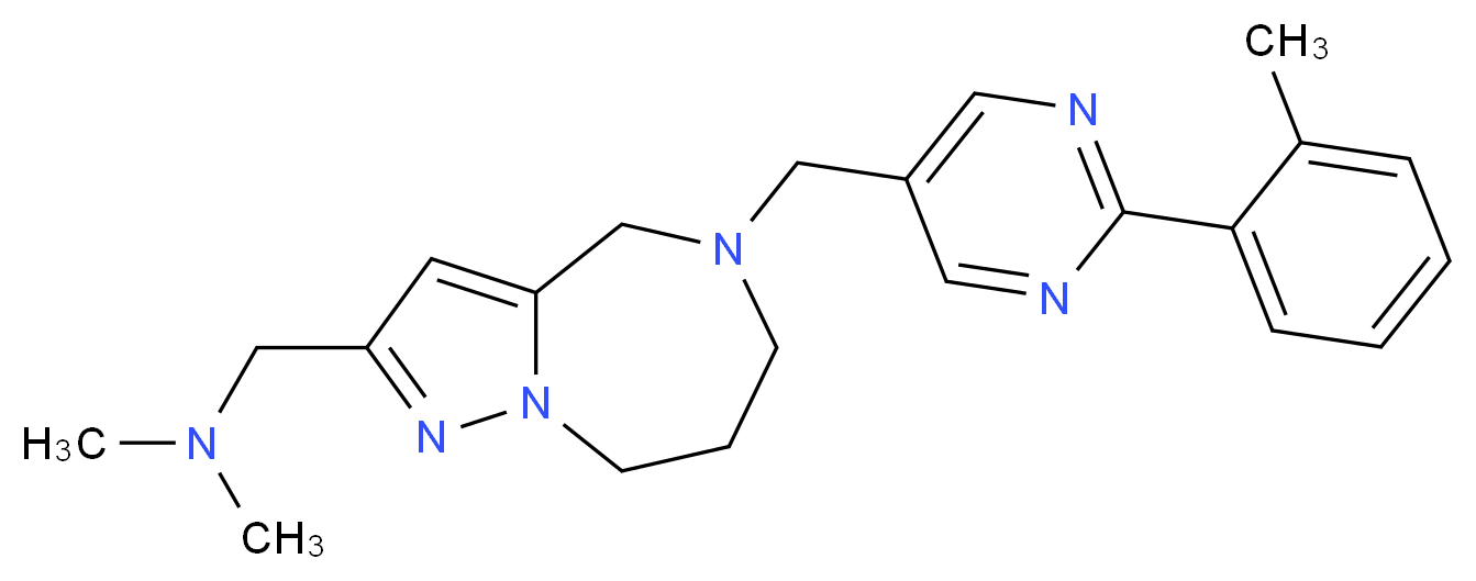 N,N-dimethyl-1-(5-{[2-(2-methylphenyl)-5-pyrimidinyl]methyl}-5,6,7,8-tetrahydro-4H-pyrazolo[1,5-a][1,4]diazepin-2-yl)methanamine_Molecular_structure_CAS_)
