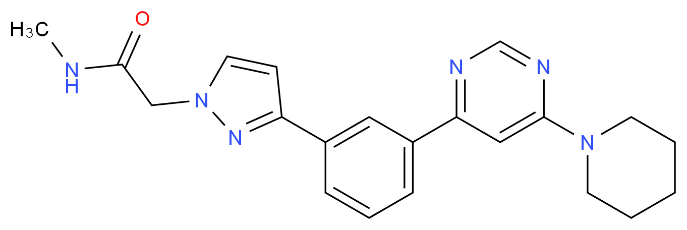 N-methyl-2-(3-{3-[6-(1-piperidinyl)-4-pyrimidinyl]phenyl}-1H-pyrazol-1-yl)acetamide_Molecular_structure_CAS_)
