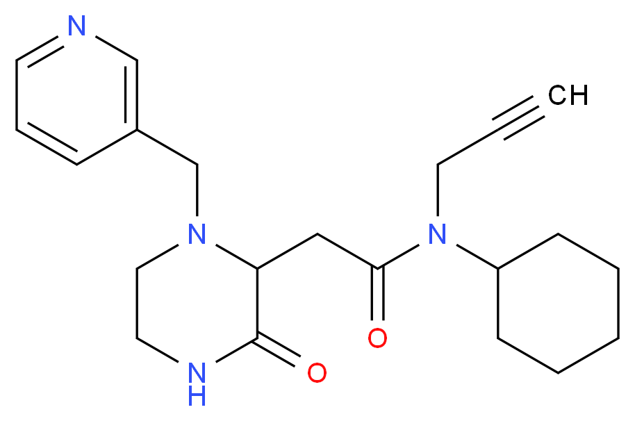 N-cyclohexyl-2-[3-oxo-1-(3-pyridinylmethyl)-2-piperazinyl]-N-2-propyn-1-ylacetamide_Molecular_structure_CAS_)
