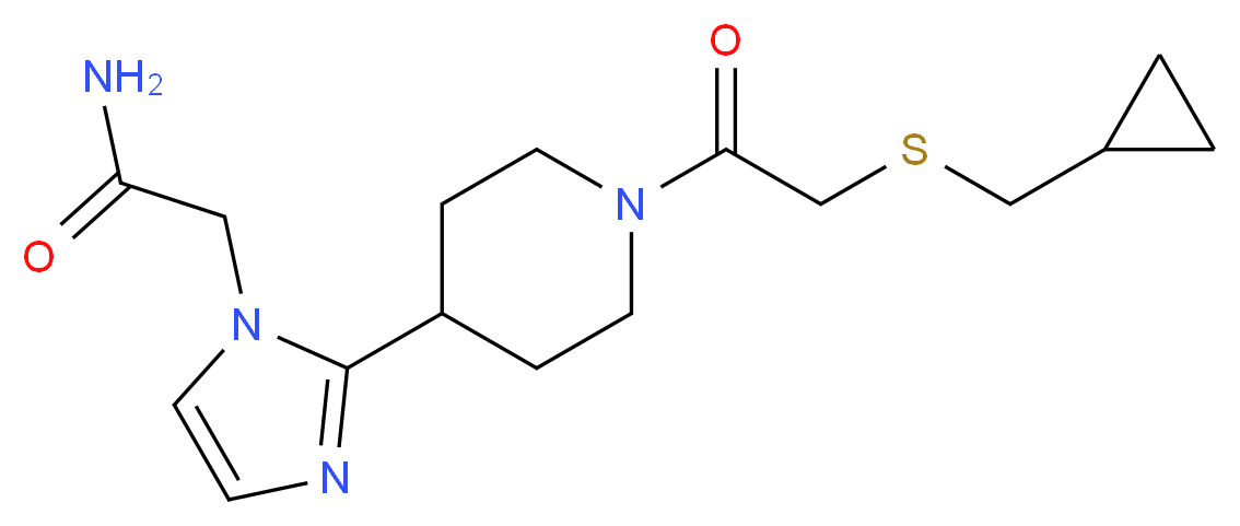 2-[2-(1-{[(cyclopropylmethyl)thio]acetyl}-4-piperidinyl)-1H-imidazol-1-yl]acetamide_Molecular_structure_CAS_)