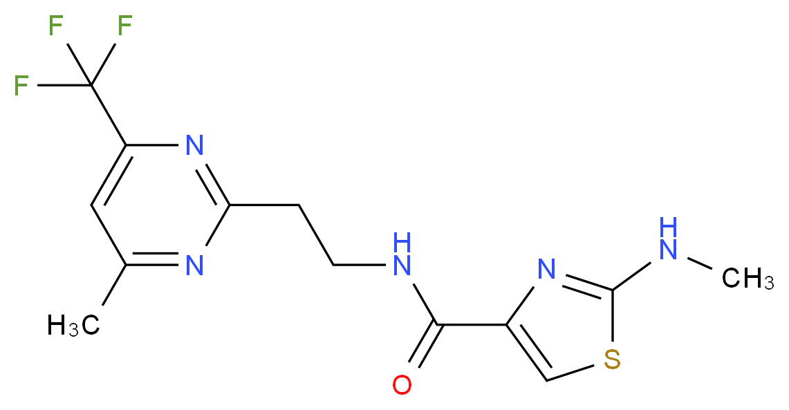 2-(methylamino)-N-{2-[4-methyl-6-(trifluoromethyl)pyrimidin-2-yl]ethyl}-1,3-thiazole-4-carboxamide_Molecular_structure_CAS_)