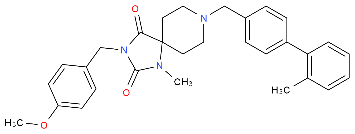 3-(4-methoxybenzyl)-1-methyl-8-[(2'-methyl-4-biphenylyl)methyl]-1,3,8-triazaspiro[4.5]decane-2,4-dione_Molecular_structure_CAS_)