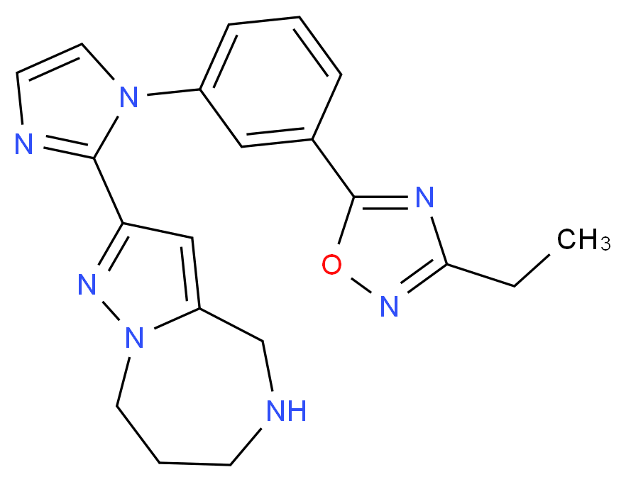 2-{1-[3-(3-ethyl-1,2,4-oxadiazol-5-yl)phenyl]-1H-imidazol-2-yl}-5,6,7,8-tetrahydro-4H-pyrazolo[1,5-a][1,4]diazepine_Molecular_structure_CAS_)