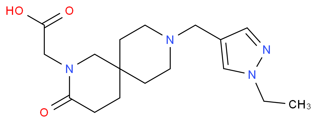 {9-[(1-ethyl-1H-pyrazol-4-yl)methyl]-3-oxo-2,9-diazaspiro[5.5]undec-2-yl}acetic acid_Molecular_structure_CAS_)