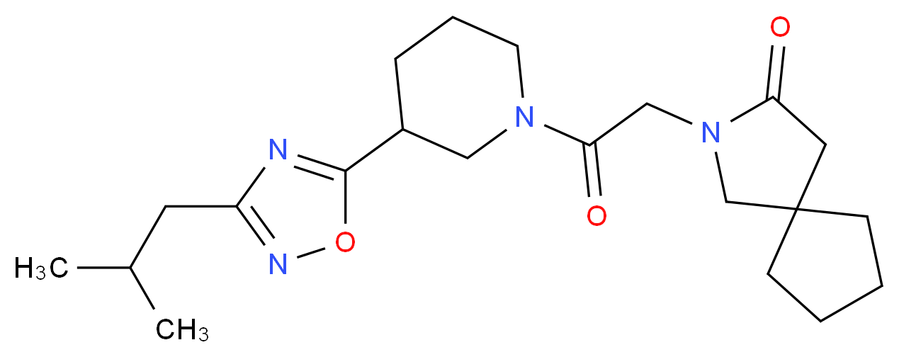 2-{2-[3-(3-isobutyl-1,2,4-oxadiazol-5-yl)-1-piperidinyl]-2-oxoethyl}-2-azaspiro[4.4]nonan-3-one_Molecular_structure_CAS_)