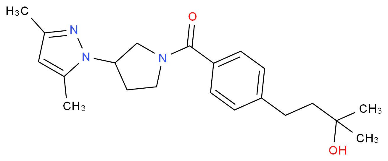 4-(4-{[3-(3,5-dimethyl-1H-pyrazol-1-yl)-1-pyrrolidinyl]carbonyl}phenyl)-2-methyl-2-butanol_Molecular_structure_CAS_)