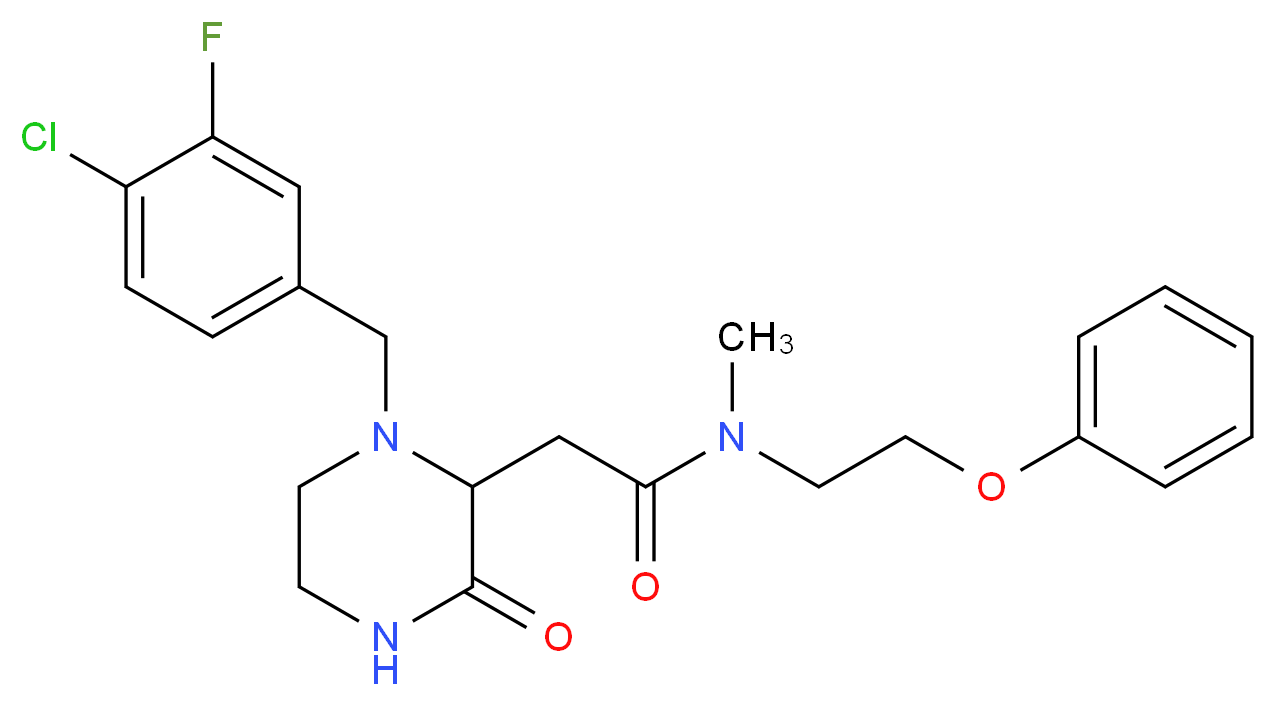 2-[1-(4-chloro-3-fluorobenzyl)-3-oxo-2-piperazinyl]-N-methyl-N-(2-phenoxyethyl)acetamide_Molecular_structure_CAS_)