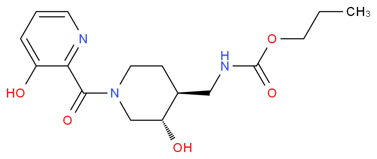 propyl ({(3S*,4S*)-3-hydroxy-1-[(3-hydroxypyridin-2-yl)carbonyl]piperidin-4-yl}methyl)carbamate_Molecular_structure_CAS_)