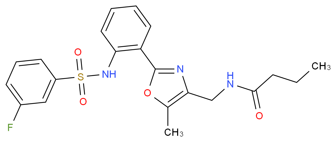 N-{[2-(2-{[(3-fluorophenyl)sulfonyl]amino}phenyl)-5-methyl-1,3-oxazol-4-yl]methyl}butanamide_Molecular_structure_CAS_)