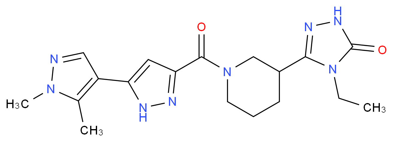 5-{1-[(1',5'-dimethyl-1'H,2H-3,4'-bipyrazol-5-yl)carbonyl]piperidin-3-yl}-4-ethyl-2,4-dihydro-3H-1,2,4-triazol-3-one_Molecular_structure_CAS_)