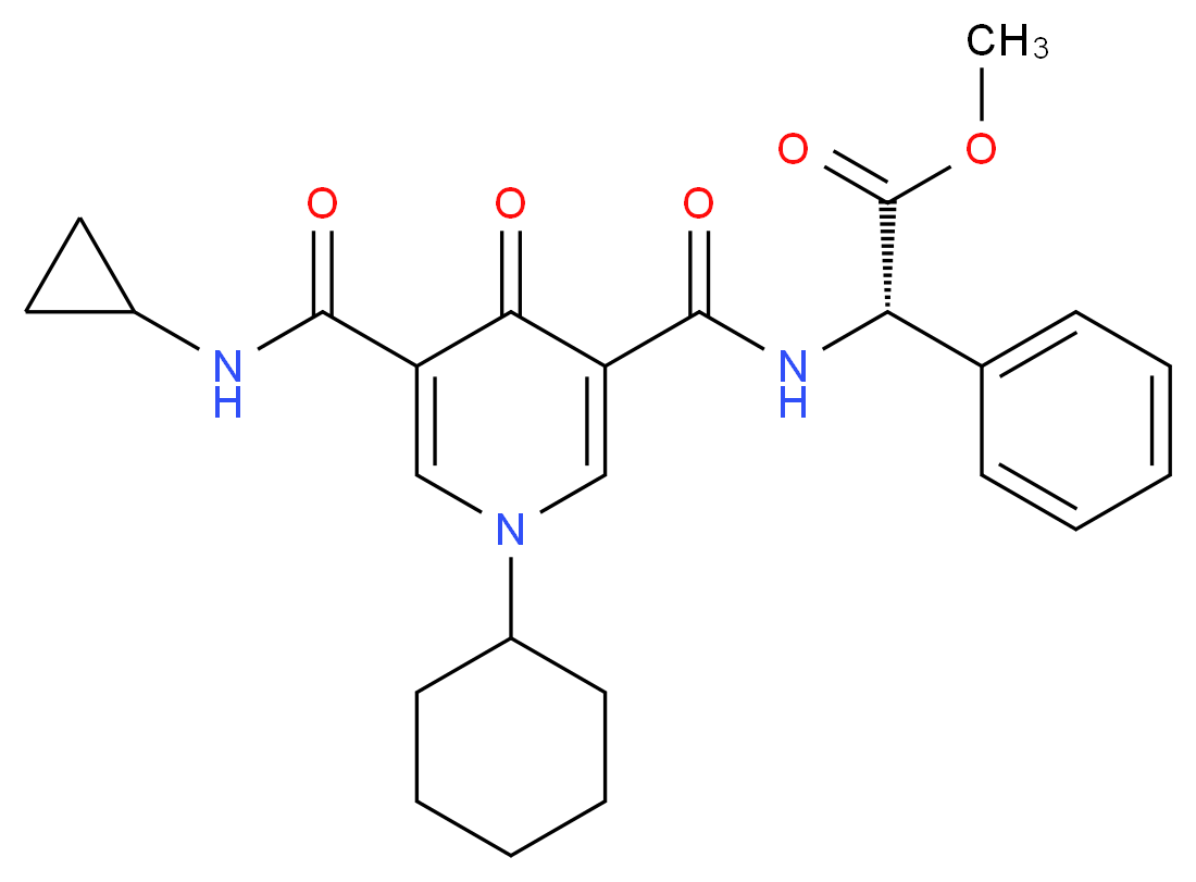methyl (2S)-[({1-cyclohexyl-5-[(cyclopropylamino)carbonyl]-4-oxo-1,4-dihydro-3-pyridinyl}carbonyl)amino](phenyl)acetate_Molecular_structure_CAS_)